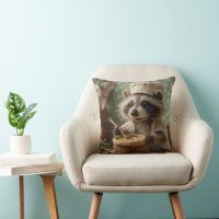 Charming and Cute Raccoon Chef Stirring a Bowl
