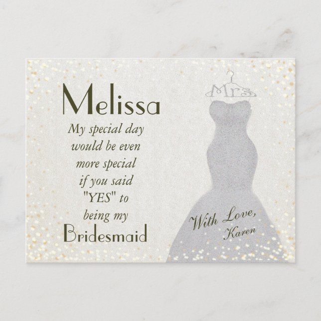 Charming and Fun Bridesmaid Invitation (Front)