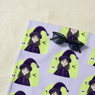 Charming Angry Cute Witch Beach Towel