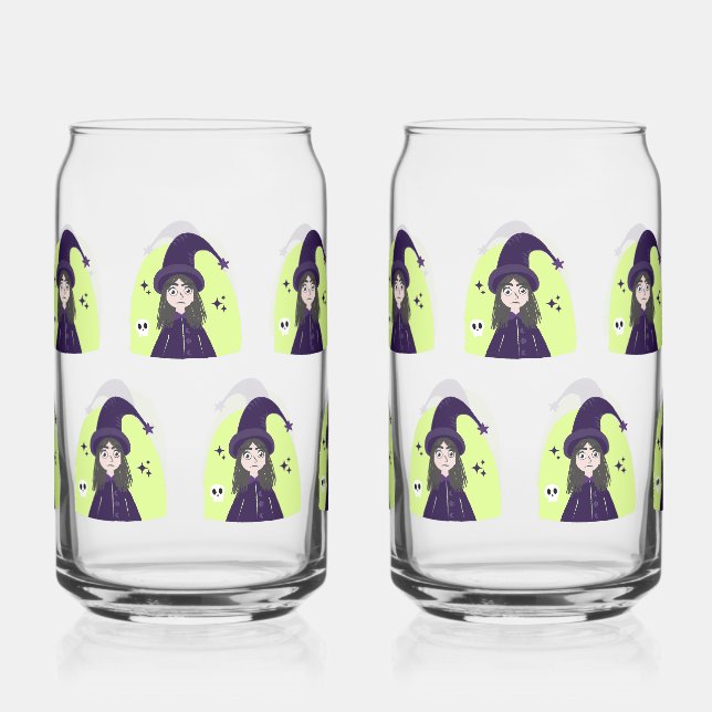 Charming Angry Cute Witch Can Glass (Front)