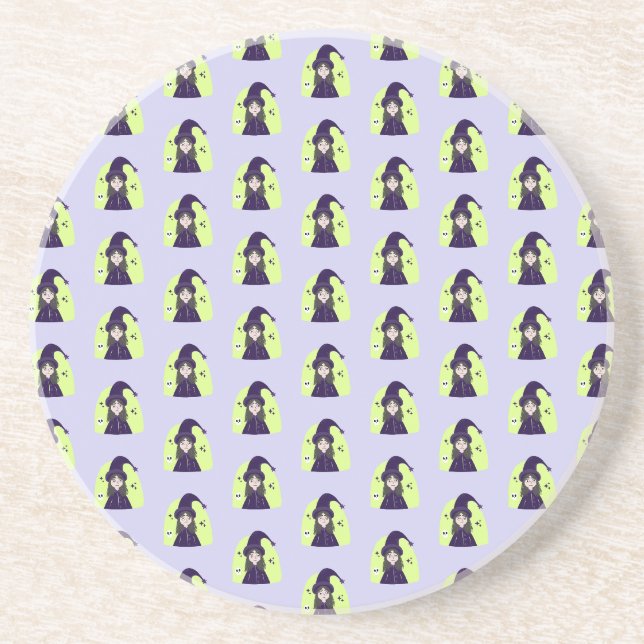 Charming Angry Cute Witch Coaster (Front)