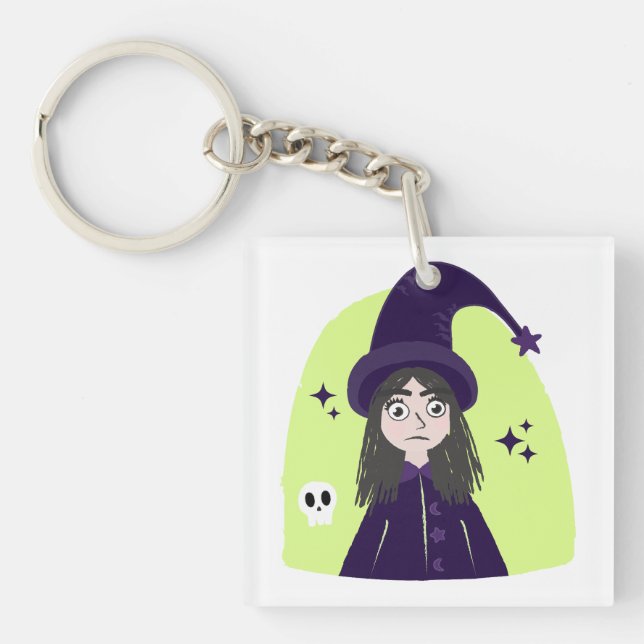 Charming Angry Cute Witch Key Ring (Front)