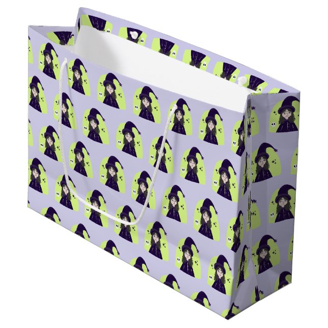 Charming Angry Cute Witch Large Gift Bag (Front Angled)