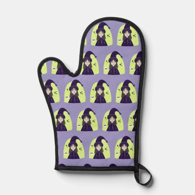 Charming Angry Cute Witch Oven Mitt (Front)