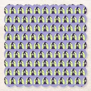 Charming Angry Cute Witch Paper Coaster