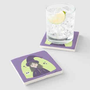 Charming Angry Cute Witch Stone Coaster