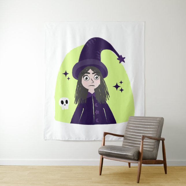Charming Angry Cute Witch Tapestry (In Situ)