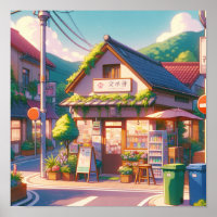 Charming Anime-Style Local Shop Art