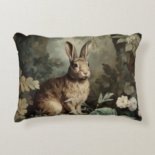 Charming Antique Hare in Lush Forest  Decorative Cushion