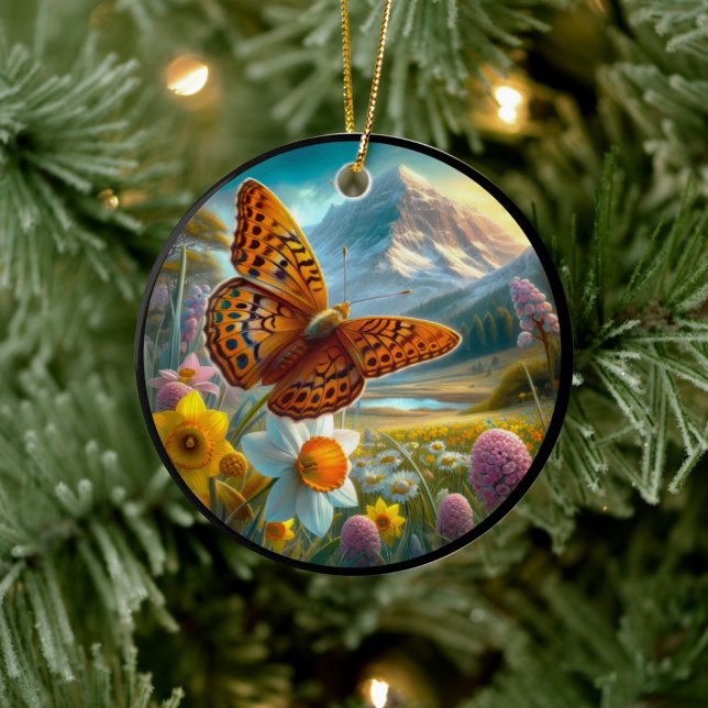 Charming Aphrodite Fritillary Butterfly  Ceramic Tree Decoration (Creator Uploaded)
