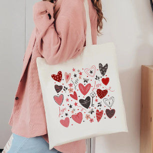 Charming Artistic Love Hearts Tote Bag
