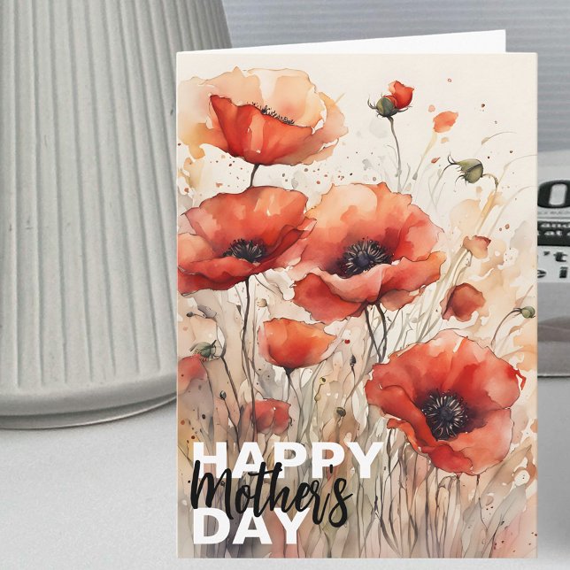 Charming Artistic Red Poppies Mother's Day Card (Creator Uploaded)