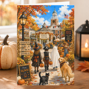 Charming Autumn Harvest Festival Happy Halloween Card