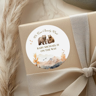 Charming Autumn Woodland Bear Family Classic Round Sticker