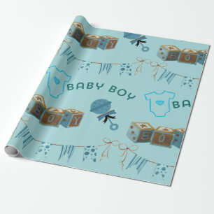 Charming Baby Boy Baby Showers and Newborn Gifts Wrapping Paper