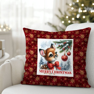 Charming Baby Deer Snowy Forest Kids Gift Christma Cushion