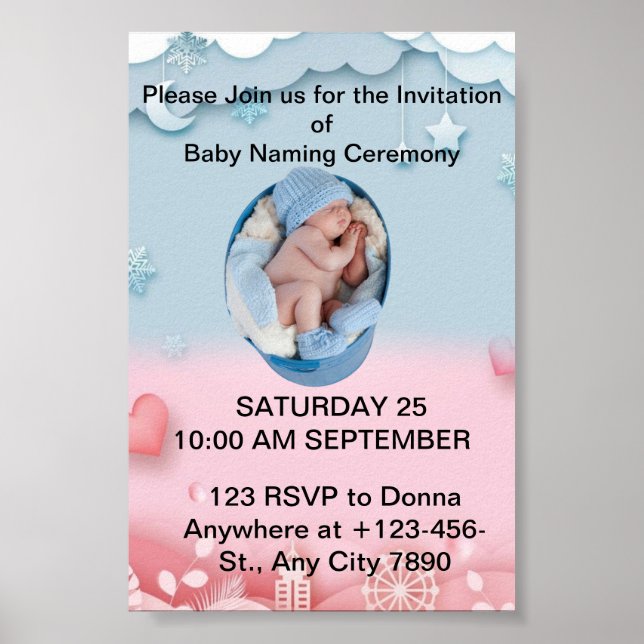 Charming Baby Naming Ceremony Invitation  Poster (Front)