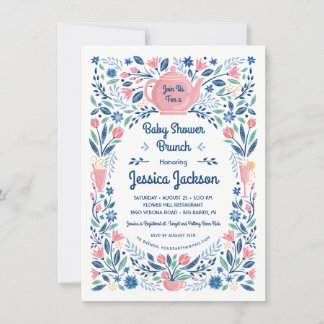 Charming Baby Shower Brunch Invitation Pink