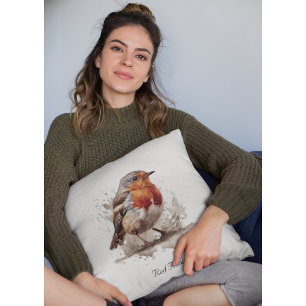 Charming Backyard Robin, custom Cushion