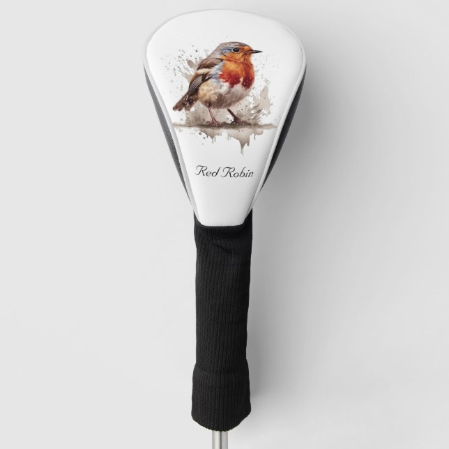 Charming Backyard Robin, custom Golf Head Cover (Front)
