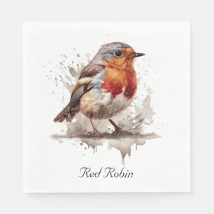 Charming Backyard Robin, custom Napkin