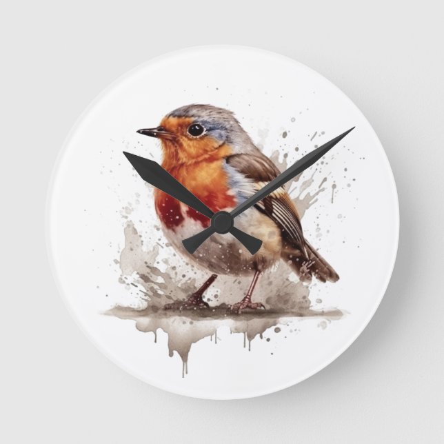 Charming Backyard Robin Round Clock (Front)