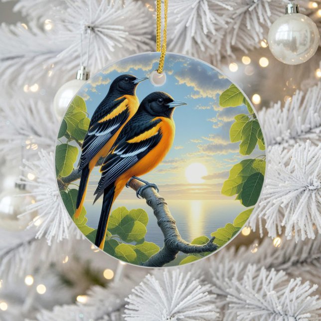 Charming Baltimore Oriole Bird Keepsake Ceramic Tree Decoration (Creator Uploaded)