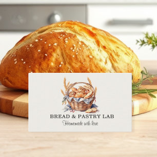 Charming Basket of bread and wheat Bakery Business Card