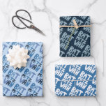 Charming Bat Mitzvah Handlettering Jewish Blue Fun Wrapping Paper Sheet<br><div class="desc">Hope you like this hand made paper variety pack.  Check out my shop for lots more colours and patterns and let me know if you'd like something customised.
I have matching cards and other items too.. check out my shop or get in touch!</div>