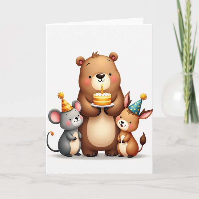 Charming Bear Birthday Card (Front)