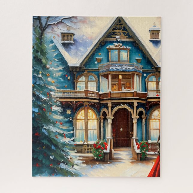 Charming Bed N Breakfast Victorian House Christmas Jigsaw Puzzle (Vertical)