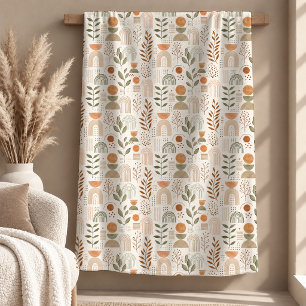 Charming Beige Sage Abstract Rainbow Blanket