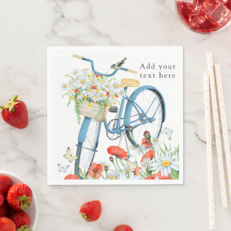 Charming Bicycle Flowers Nature Napkin
