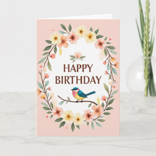Charming Birthday Botanical Bird Card