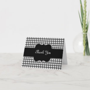 Charming Black and White Gingham Thank You Card