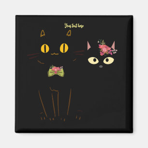 Charming Black Cats Yellow Eyes Magnet