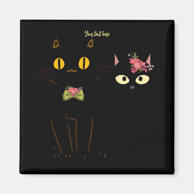 Charming Black Cats Yellow Eyes  Magnet (Front)