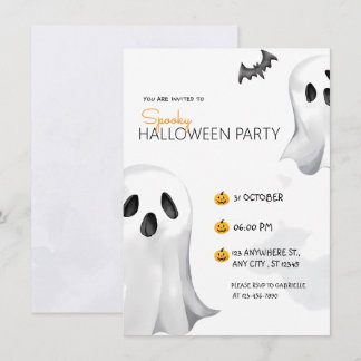 Charming Black Watercolour Halloween Party Invitation