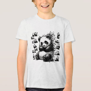 Charming Black & White Watercolor Panda T-Shirt  Tri-Blend Shirt