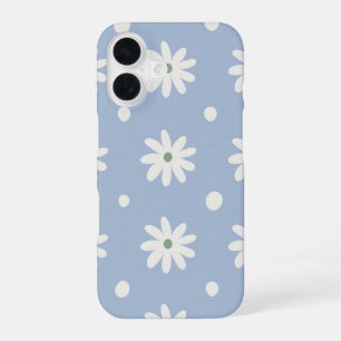 Charming Blue Daisy and Polkadot iPhone 16 Case