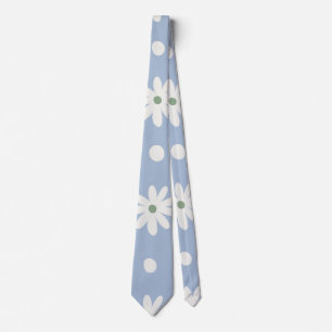 Charming Blue Daisy and Polkadot Tie