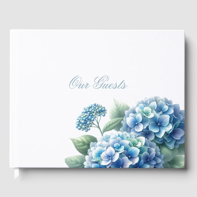 Charming Blue Hydrangea  Guest Book (Front)