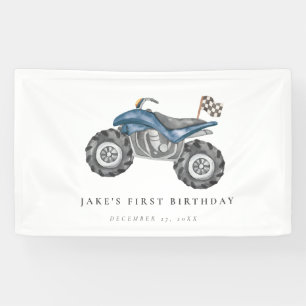 Charming Blue Quad Bike Birthday Banner