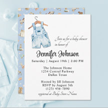 Charming Blue Vintage Overalls Boy Baby Shower