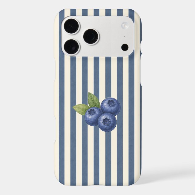 Charming Blueberries on Navy and Cream Stripes (Back)