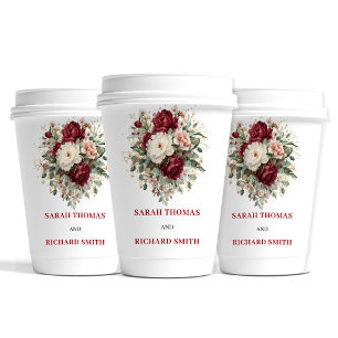Charming Blush Burgundy Gold Wedding Cups