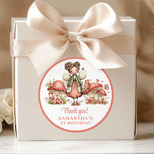 Charming Blush Fairy Birthday Thank You Stickers