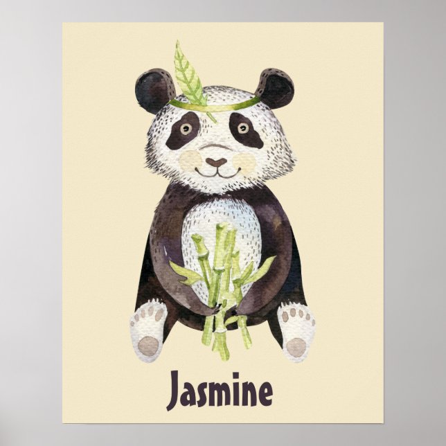 Charming Boho Panda Personalised Poster (Front)