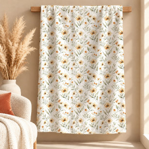 Charming Boho Sage Copper Wild Flowers Blanket