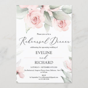 Charming BOHO SOFT PINK FLORAL REHEARSAL Invitation